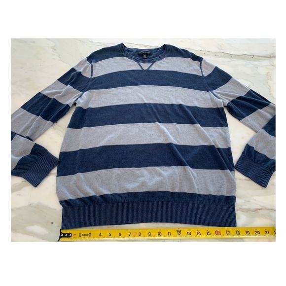 BANANA REPUBLIC NAVY BLUE GRAY STRIPE SWEATER XL - Picture 12 of 15
